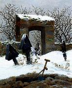 Caspar David Friedrich Graveyard under Snow oil painting artist